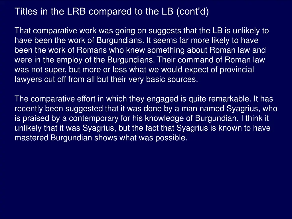 titles in the lrb compared to the lb cont d 1