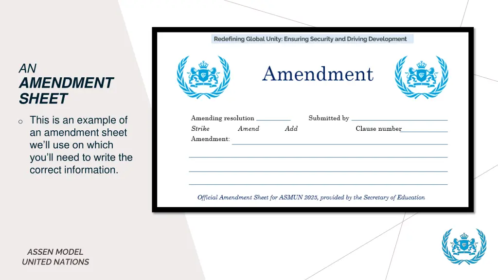 an amendment sheet