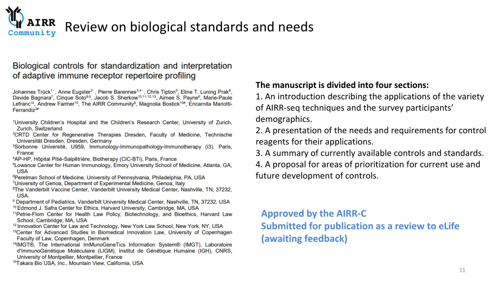 review on biological standards and needs