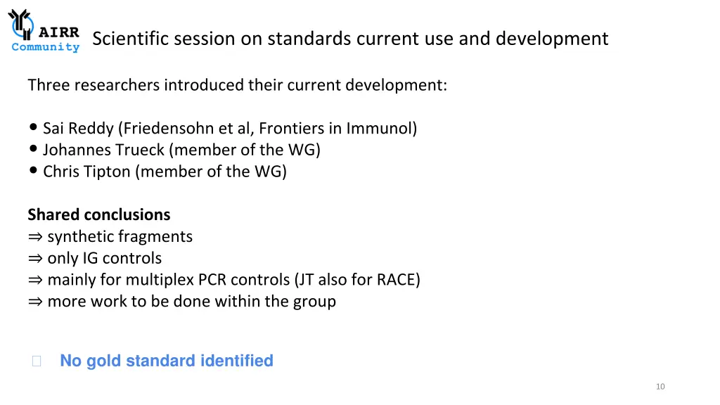 scientific session on standards current