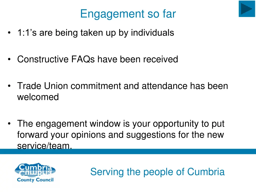 engagement so far