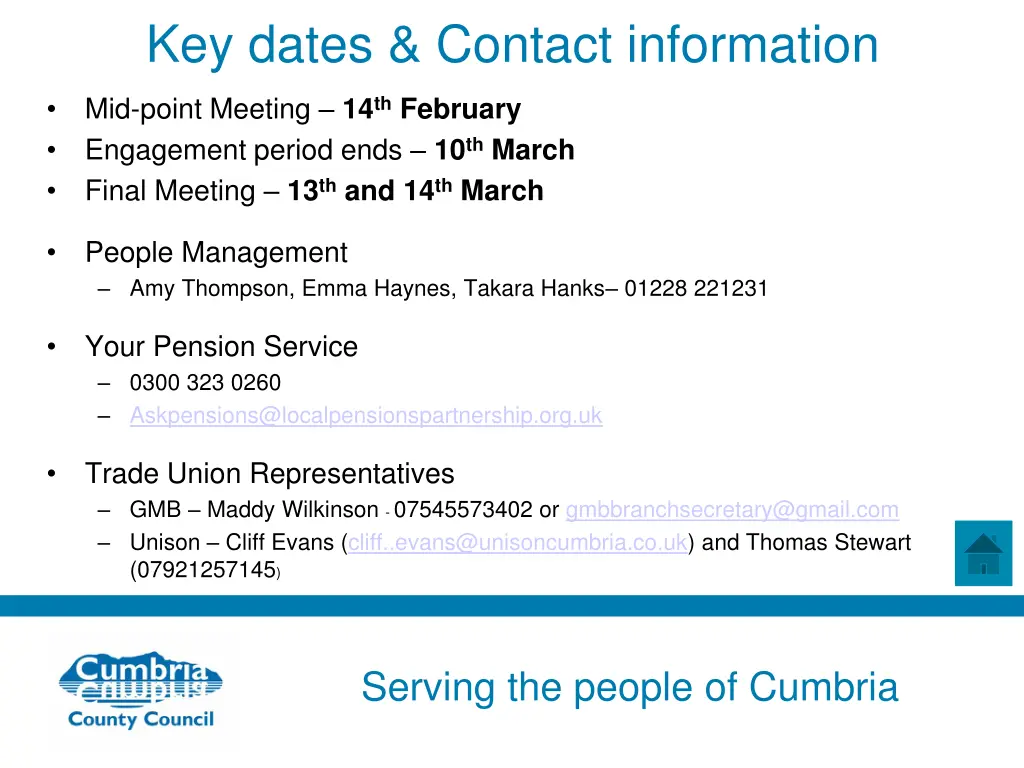 key dates contact information