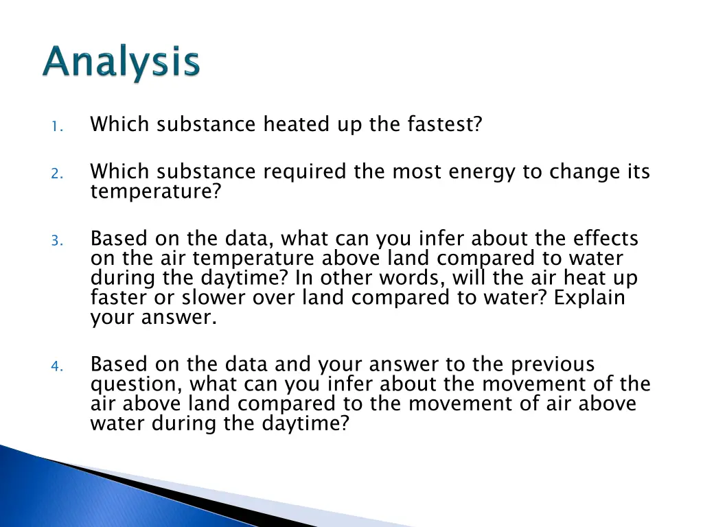 which substance heated up the fastest
