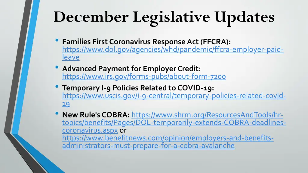 december legislative updates
