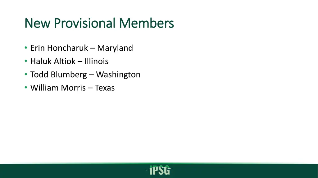 new provisional members new provisional members