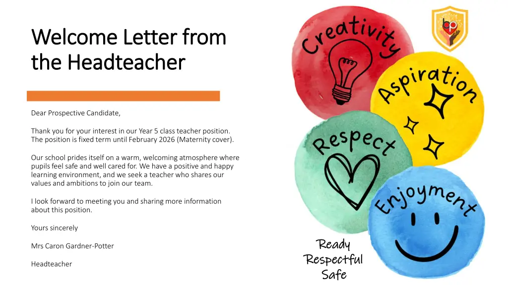 welcome letter from welcome letter from