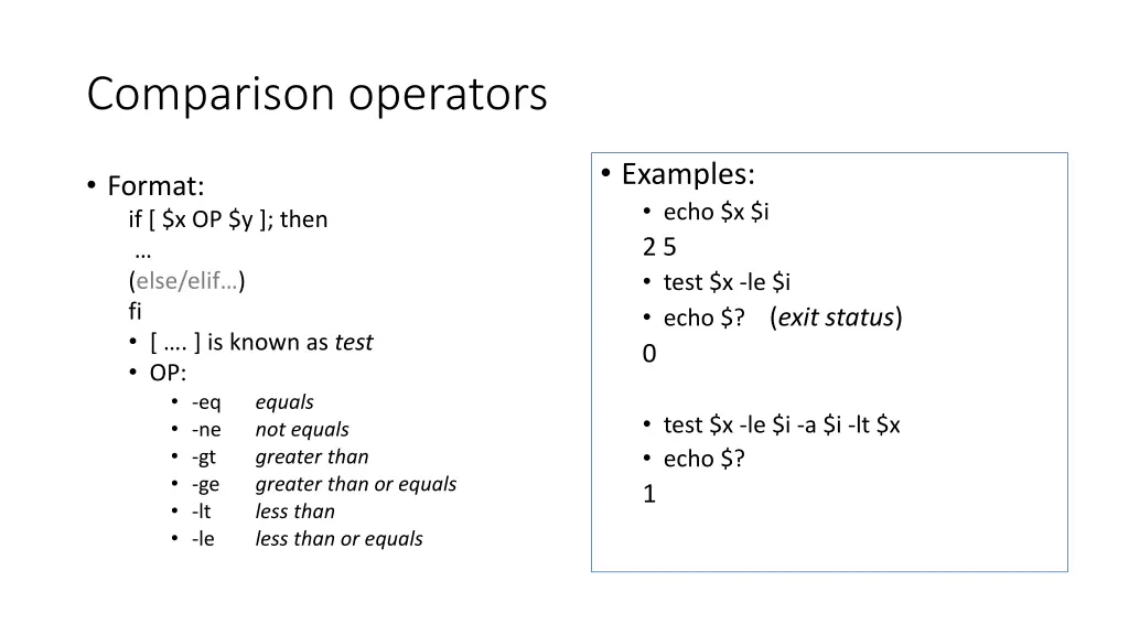 comparison operators