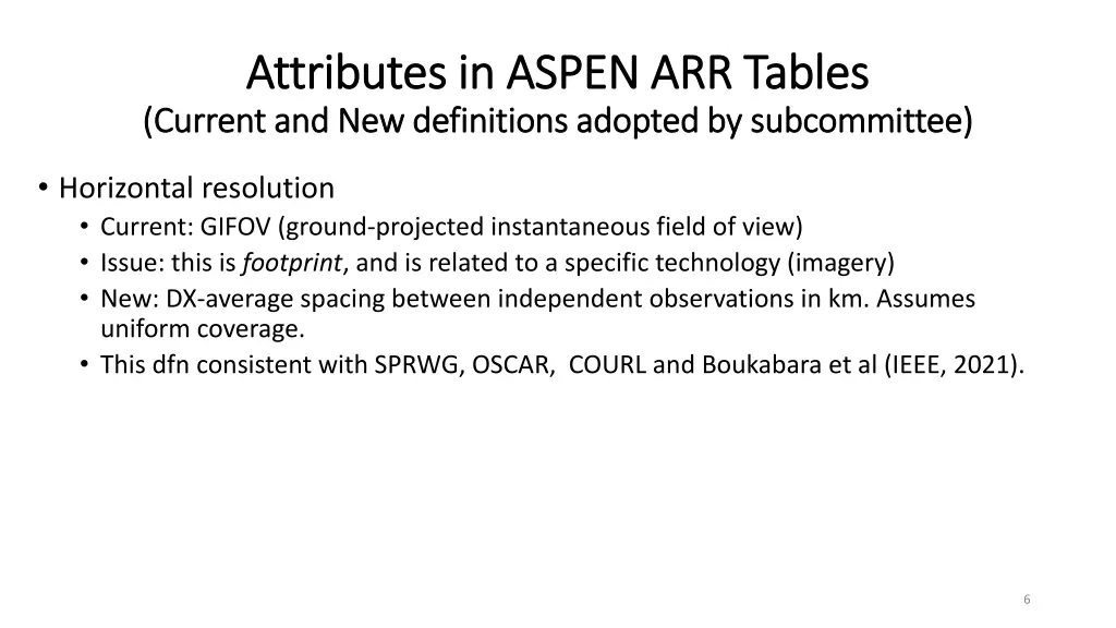 attributes in aspen arr tables attributes
