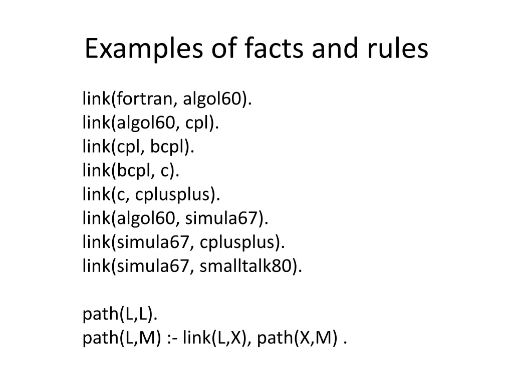 examples of facts and rules