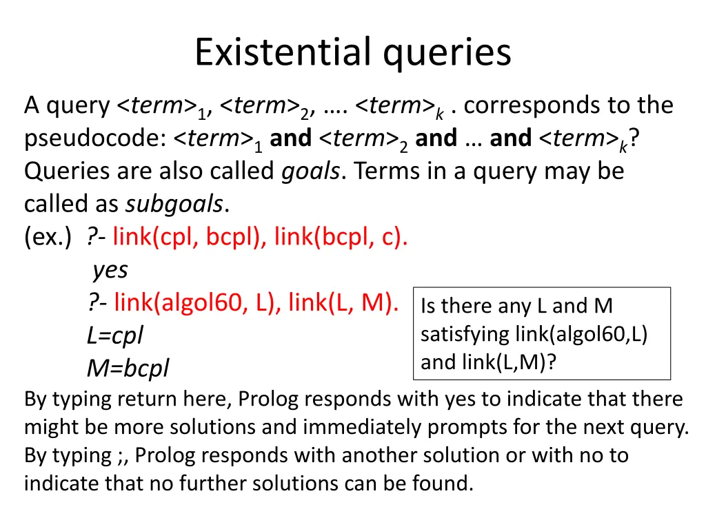 existential queries
