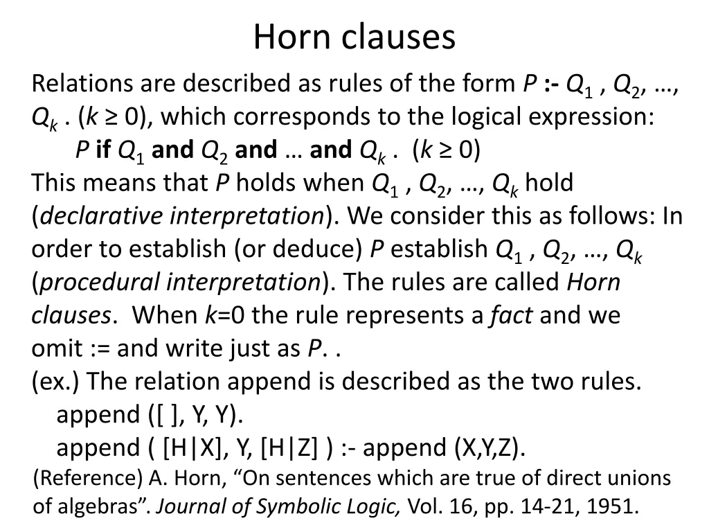 horn clauses