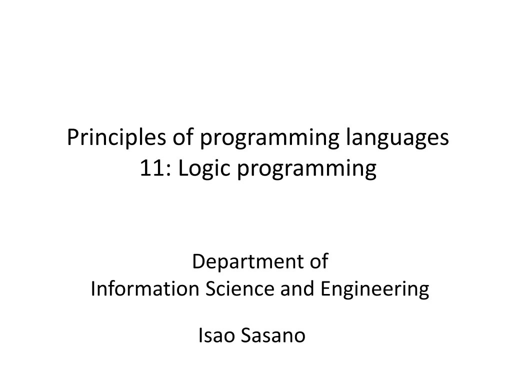 principles of programming languages 11 logic