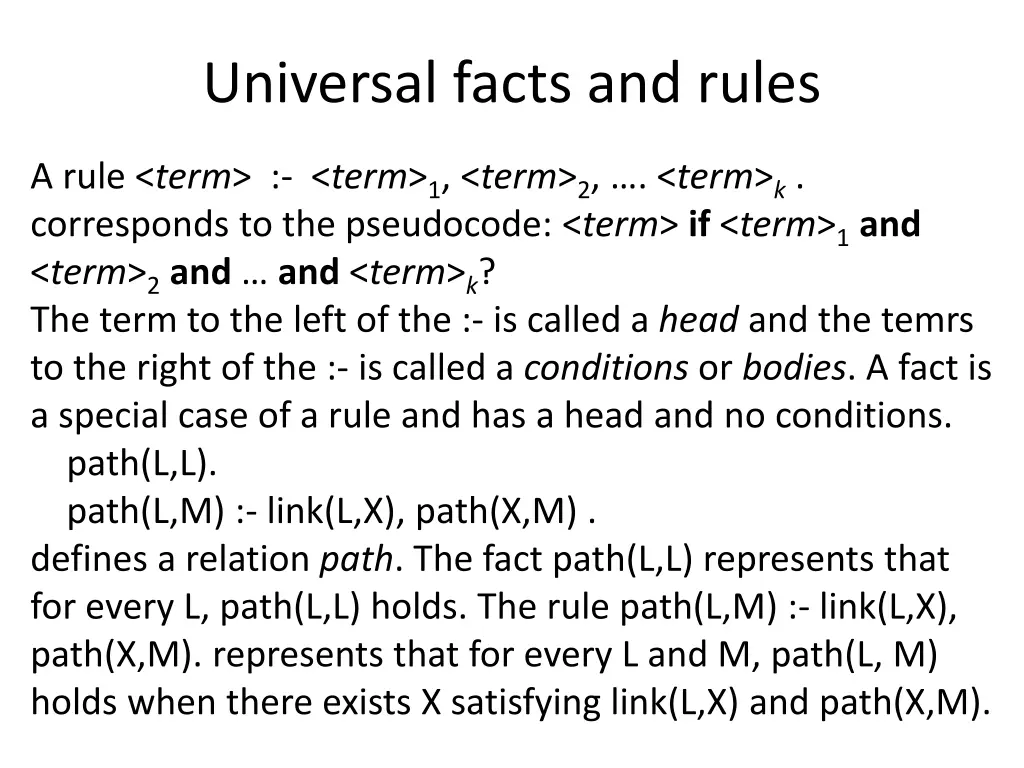 universal facts and rules