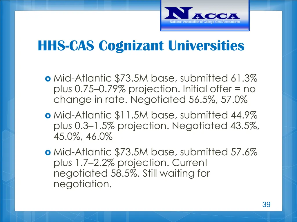 hhs cas cognizant universities