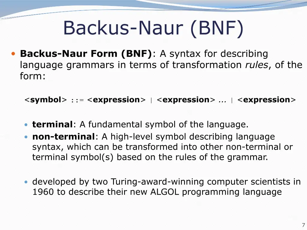 backus naur bnf