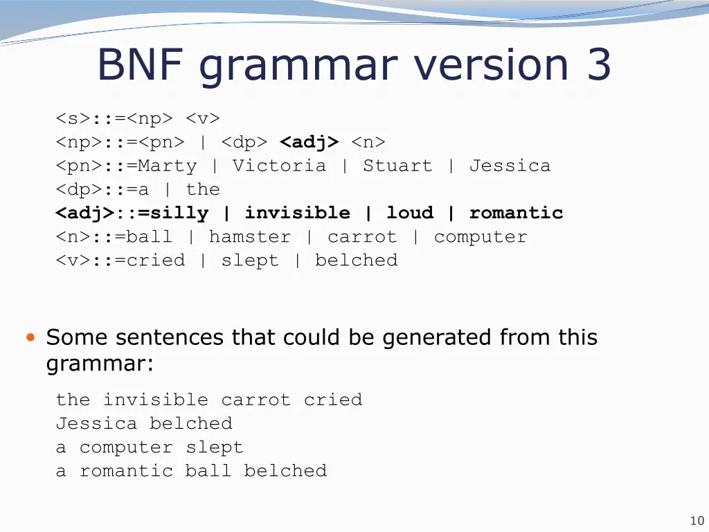 bnf grammar version 3
