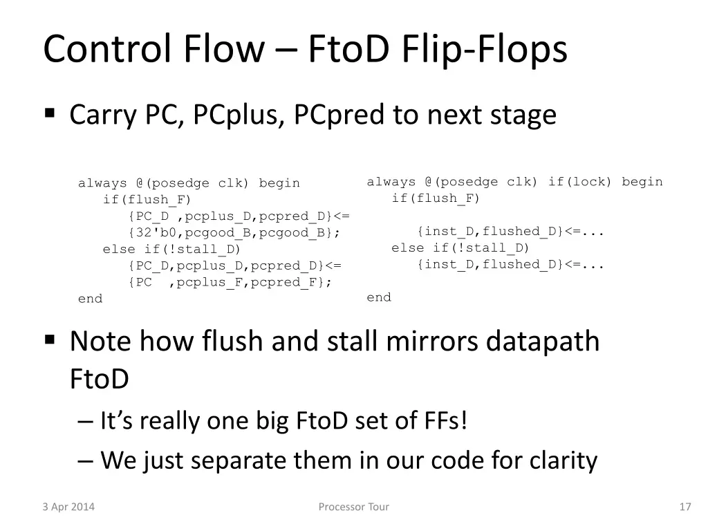 control flow ftod flip flops