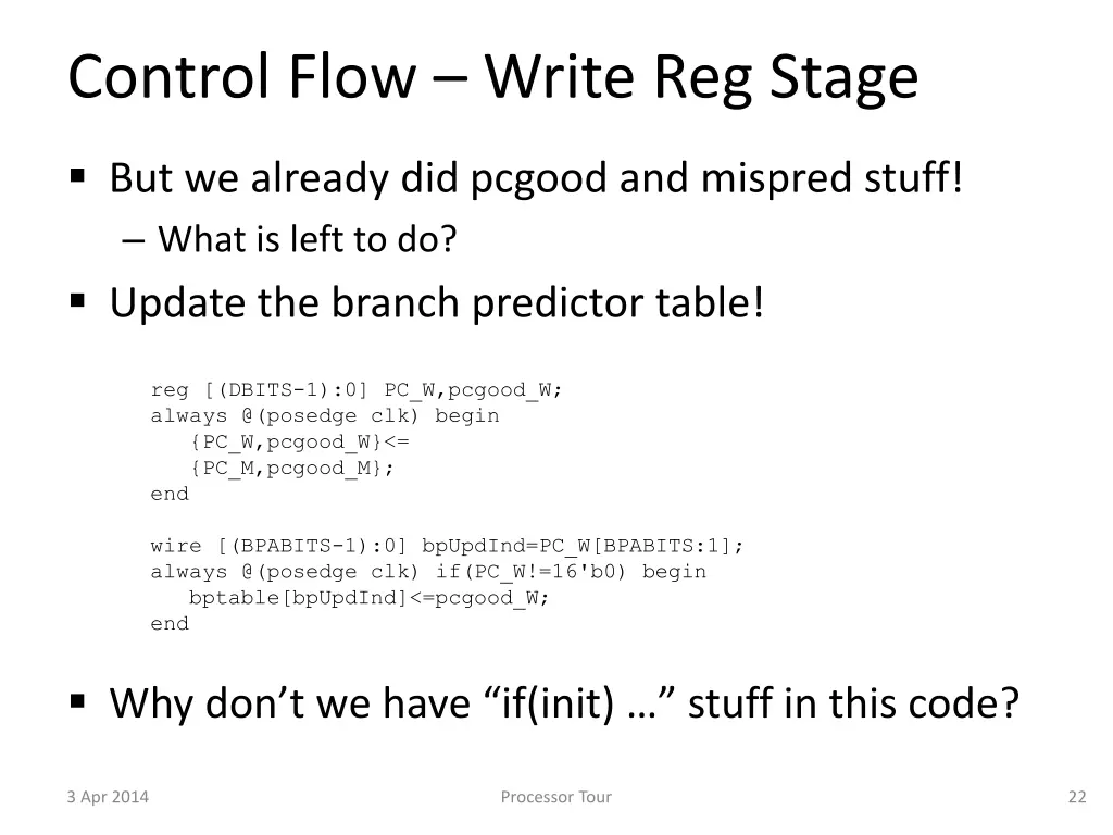 control flow write reg stage