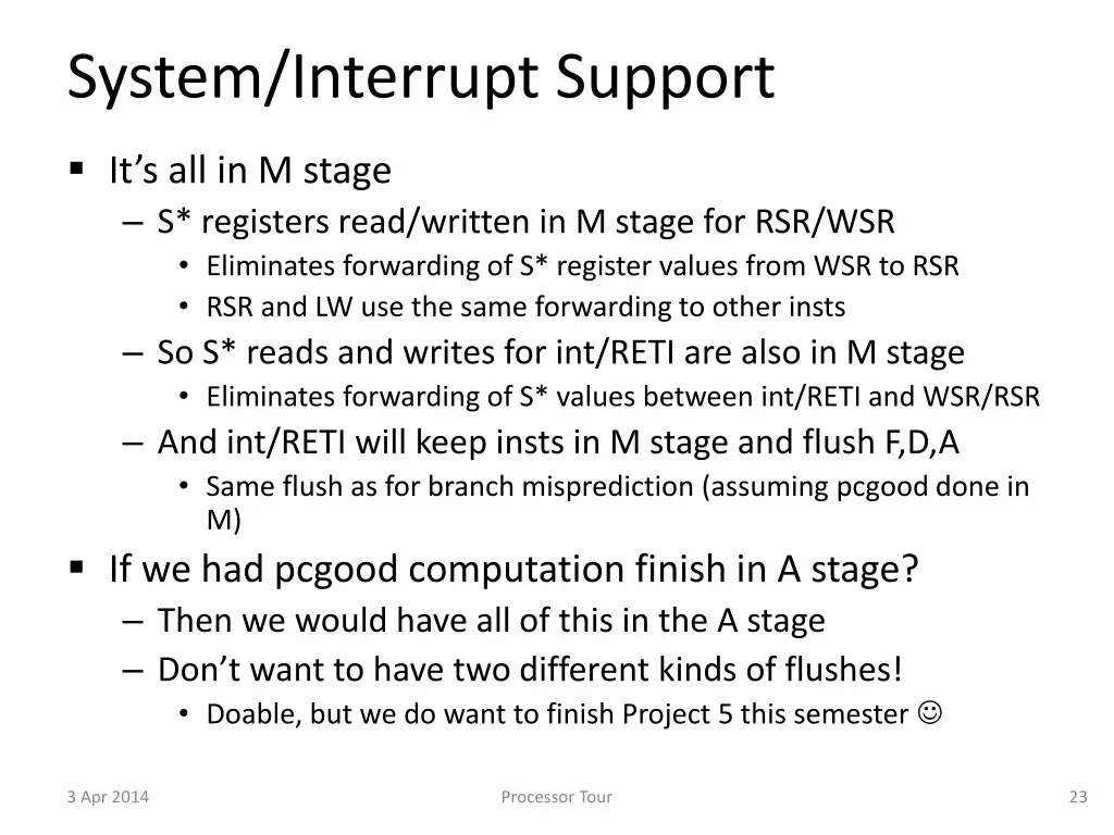 system interrupt support