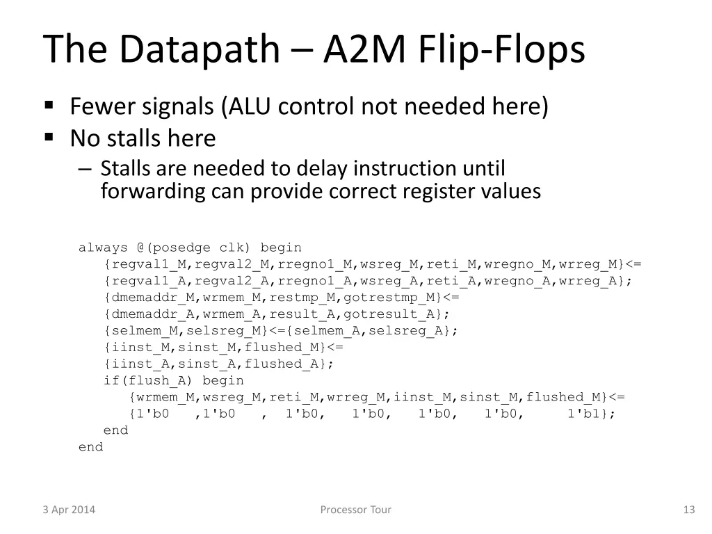 the datapath a2m flip flops