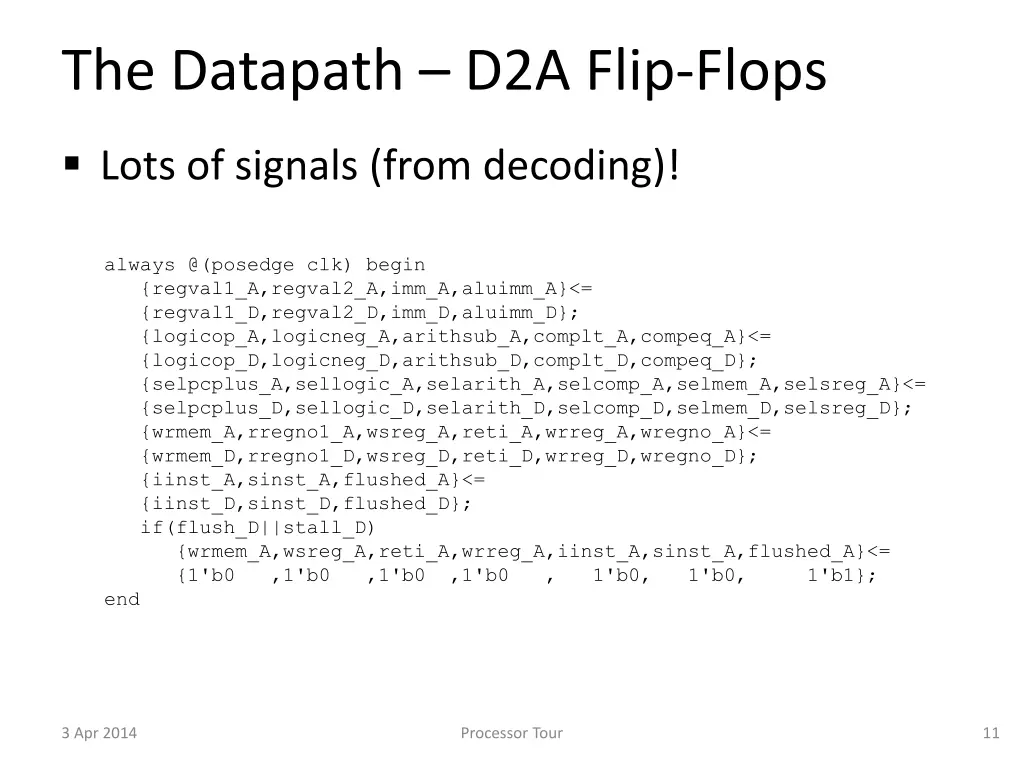 the datapath d2a flip flops