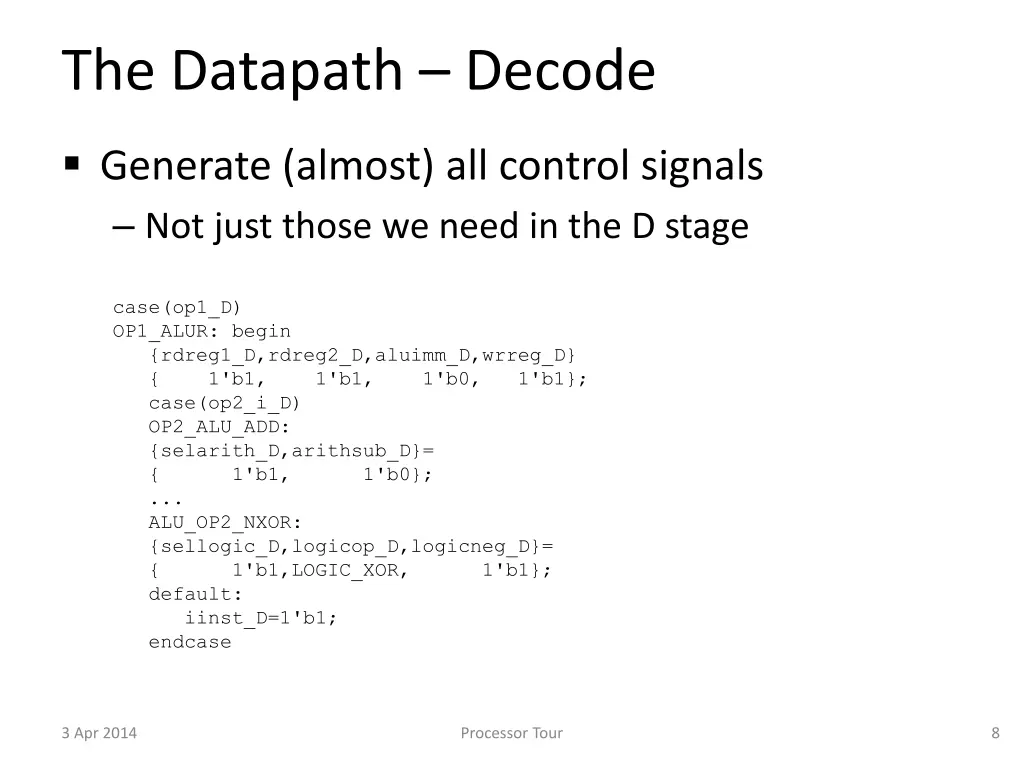 the datapath decode 1