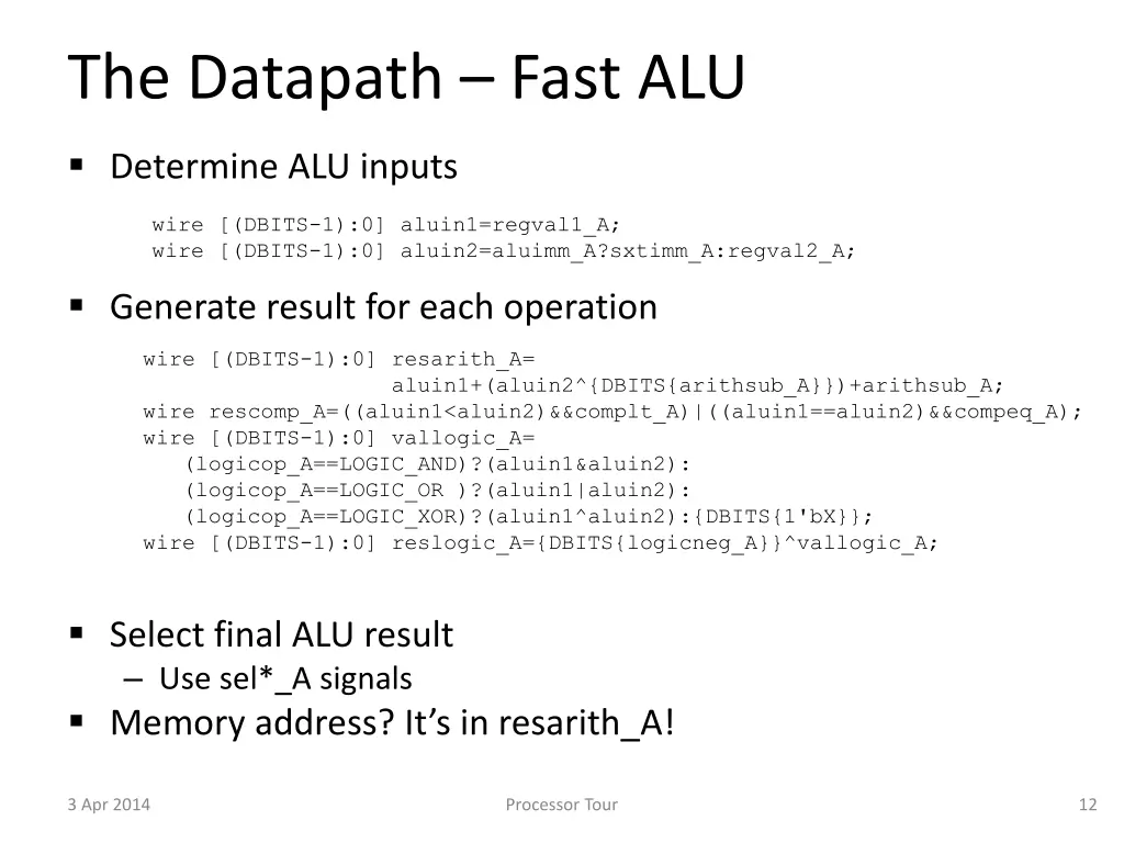the datapath fast alu