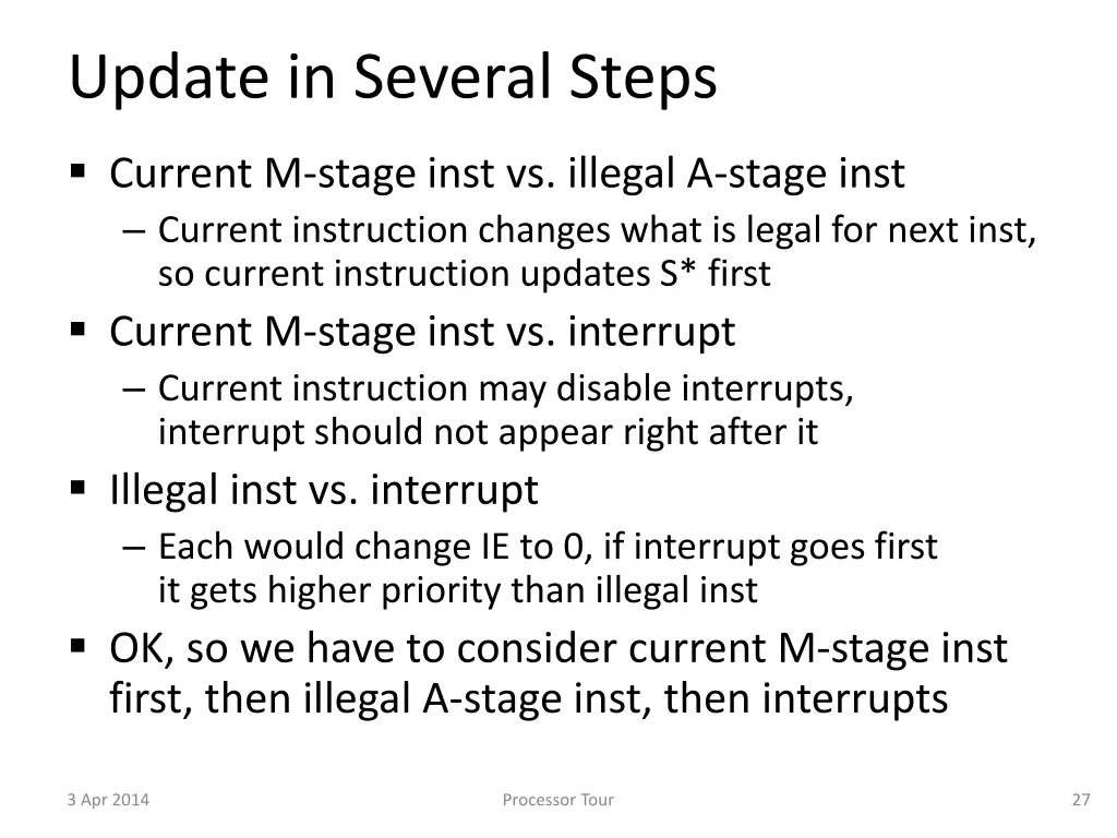 update in several steps