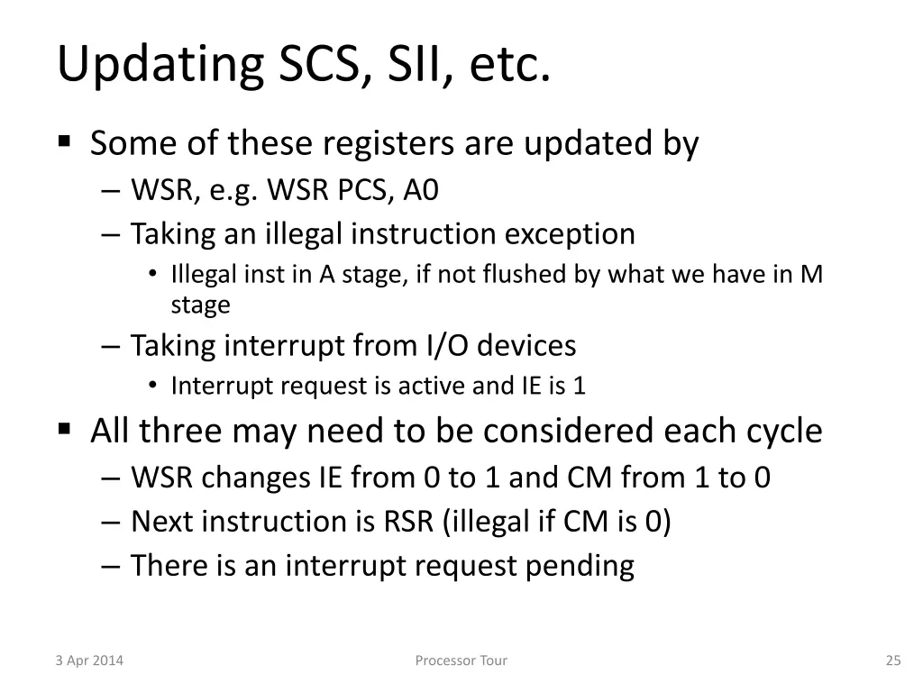 updating scs sii etc