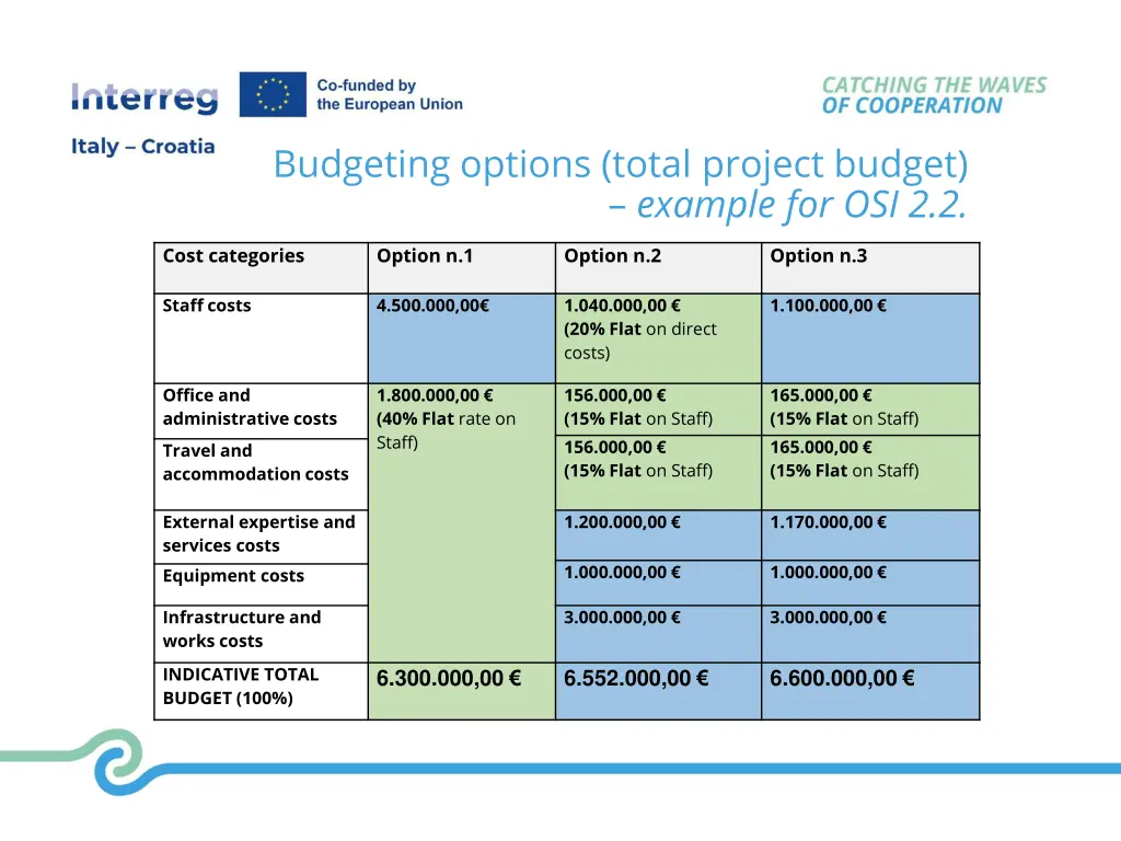 budgeting options total project budget example