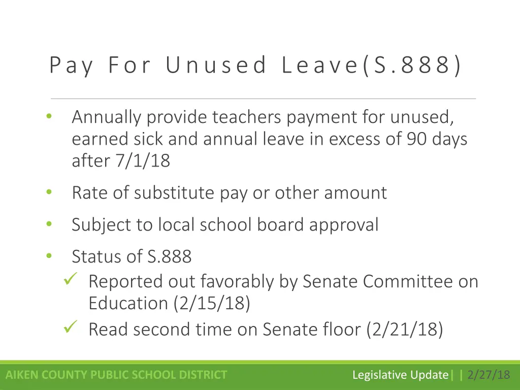 pay for unused leave s 888