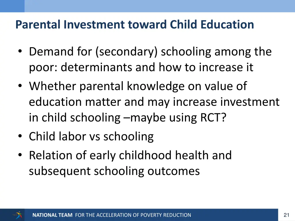 parental investment toward child education