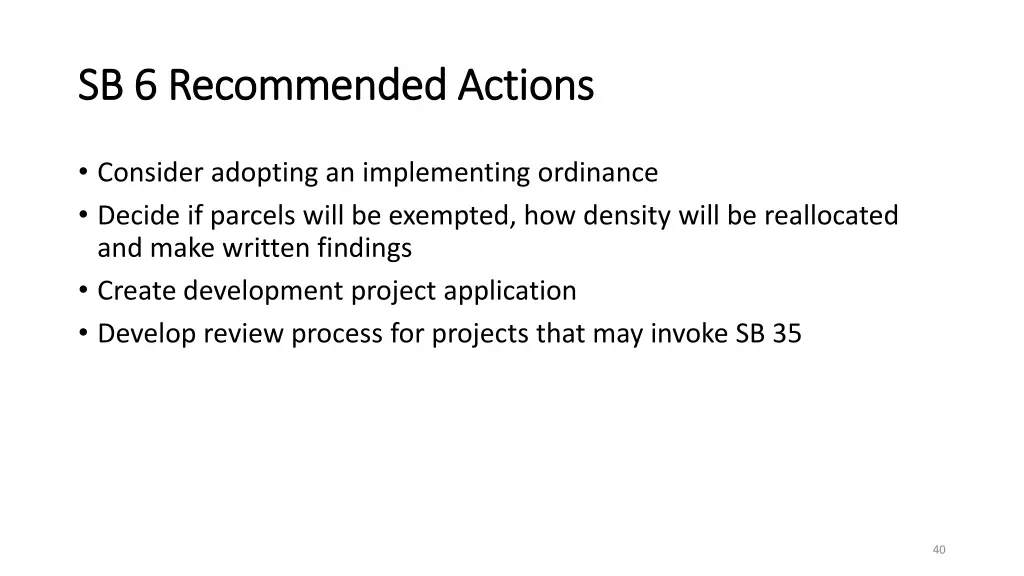 sb 6 recommended actions sb 6 recommended actions