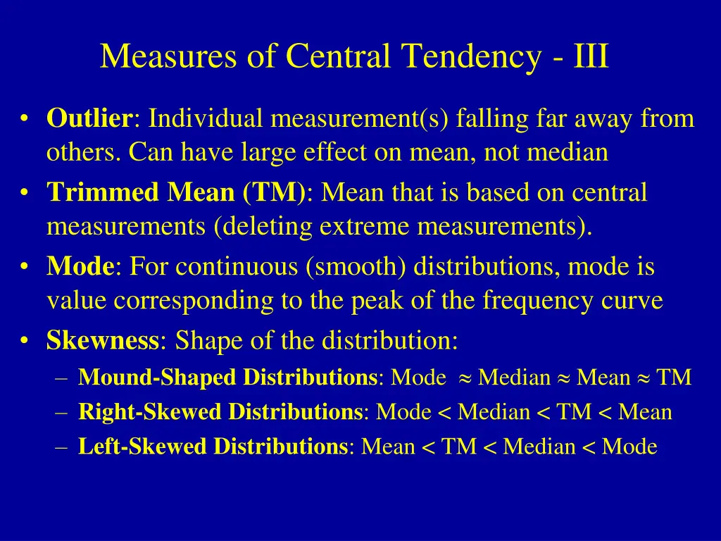 measures of central tendency iii