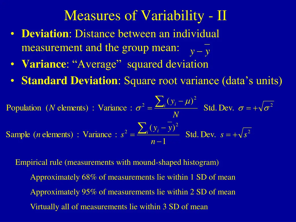 measures of variability ii deviation distance