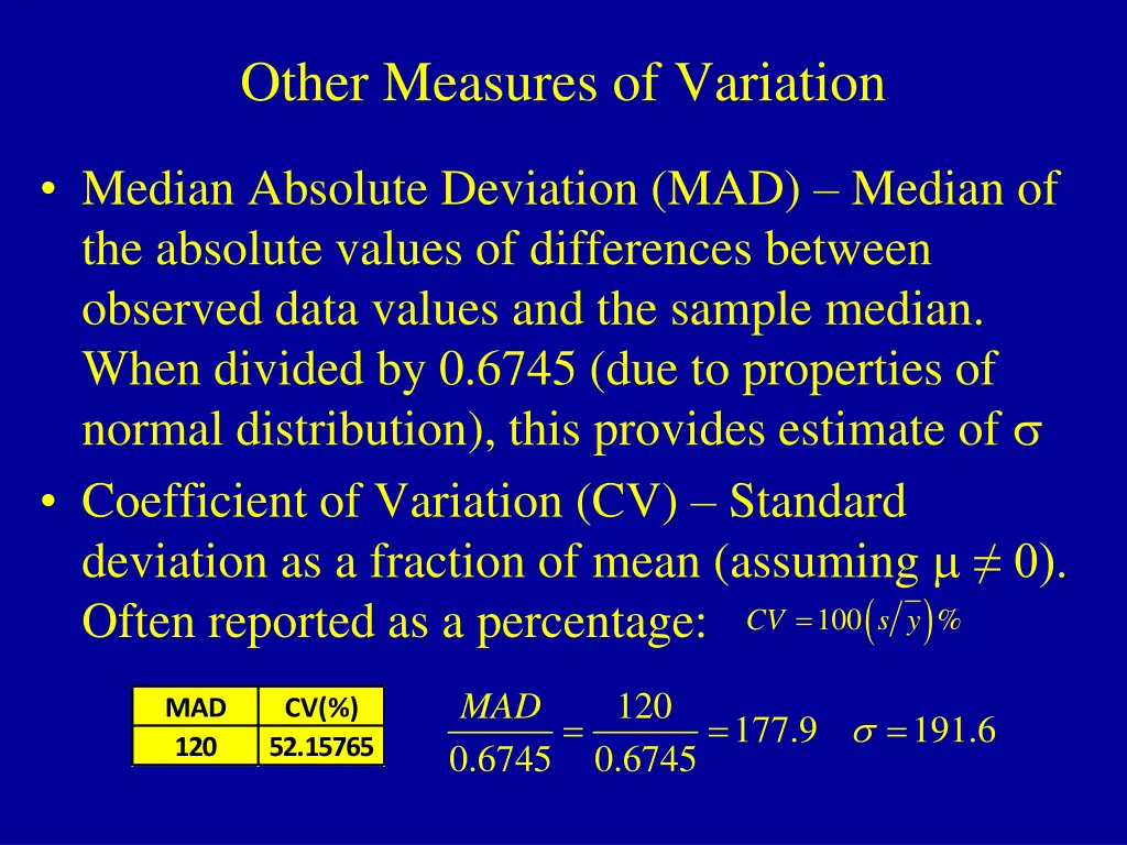 other measures of variation