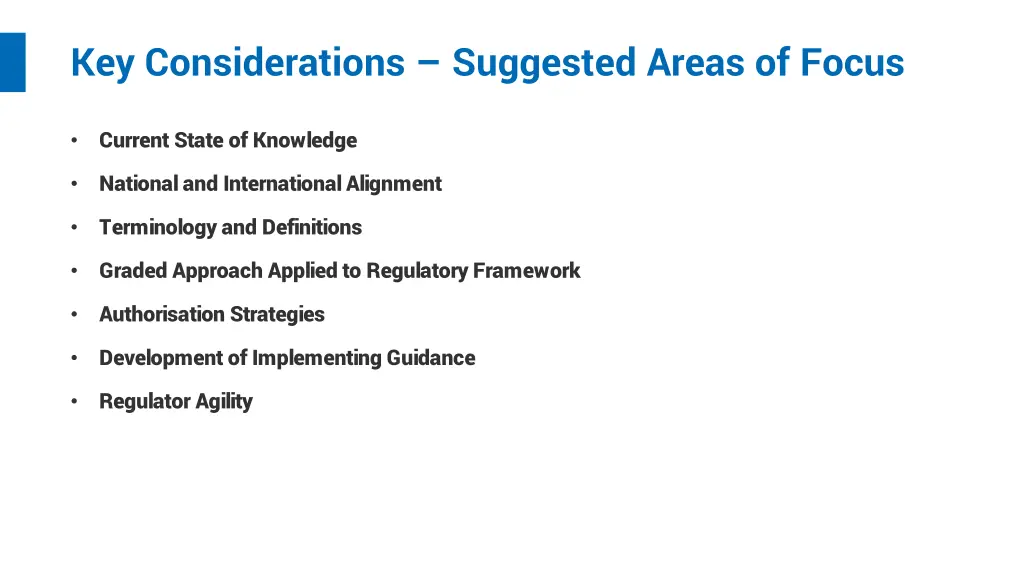 key considerations suggested areas of focus