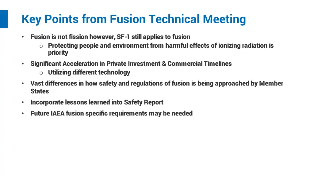 key points from fusion technical meeting