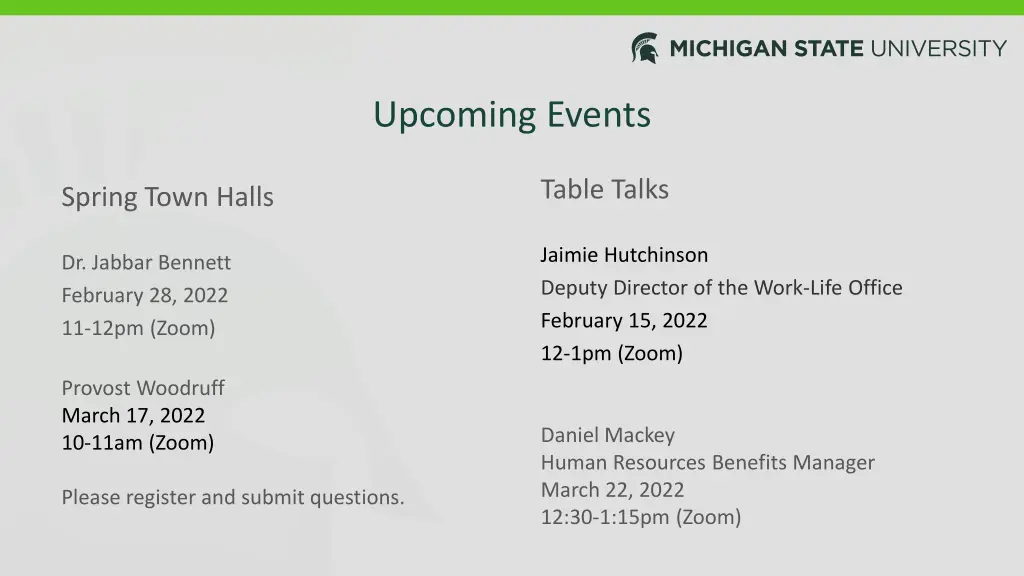 upcoming events