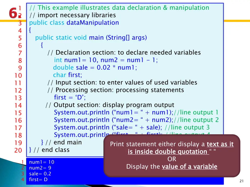this example illustrates data declaration