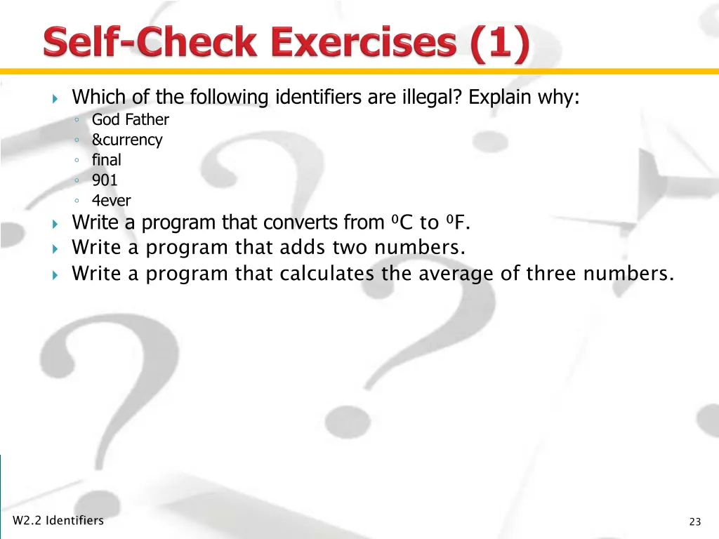 which of the following identifiers are illegal