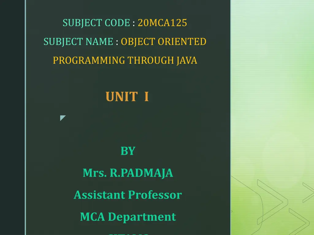 subject code 20mca125