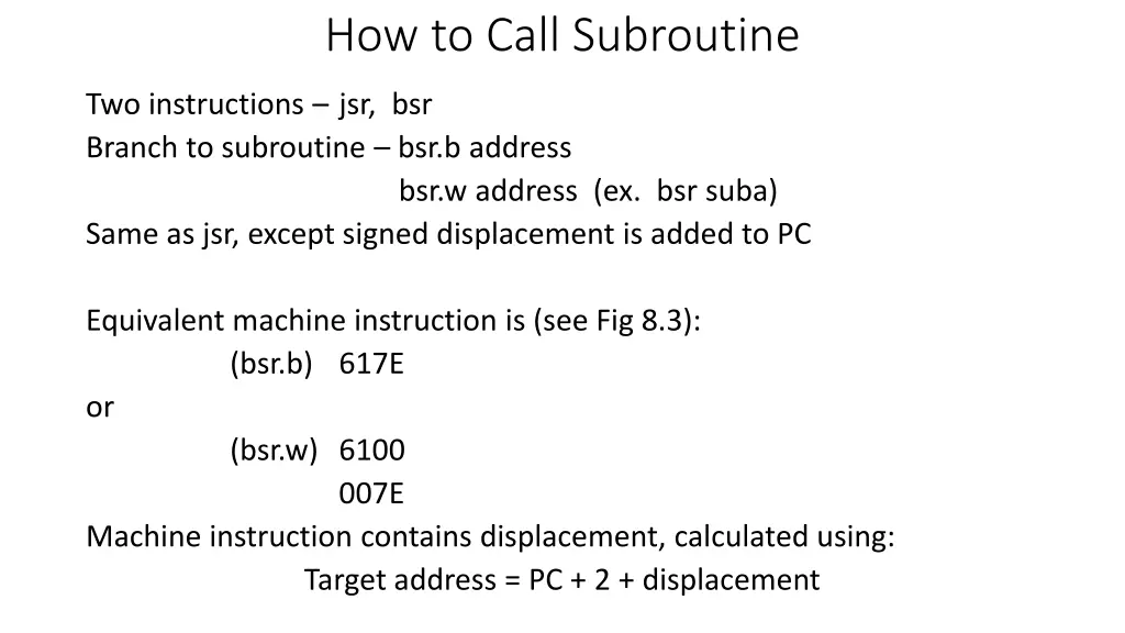 how to call subroutine 1