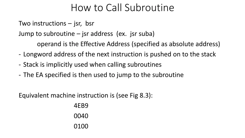 how to call subroutine