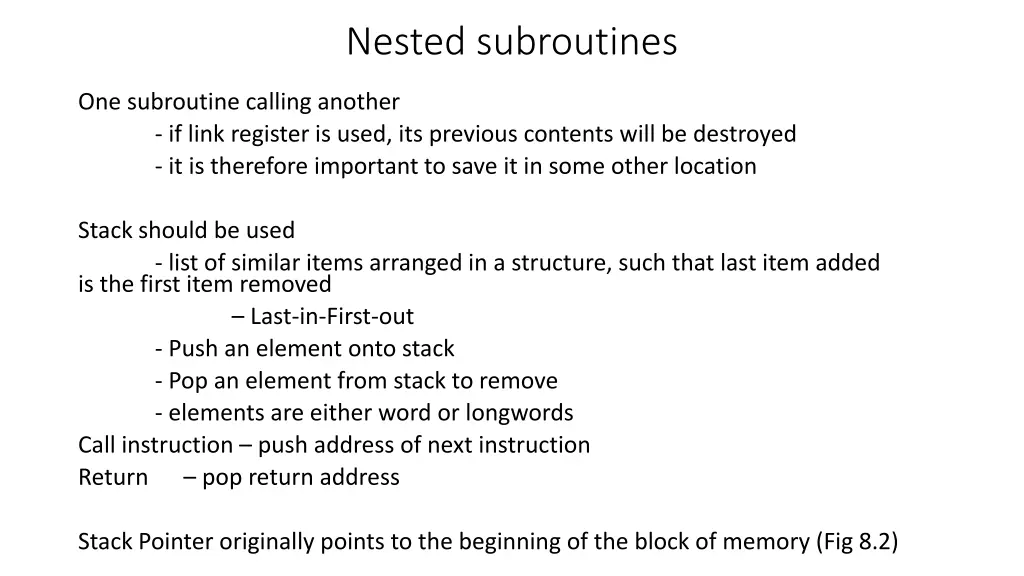nested subroutines