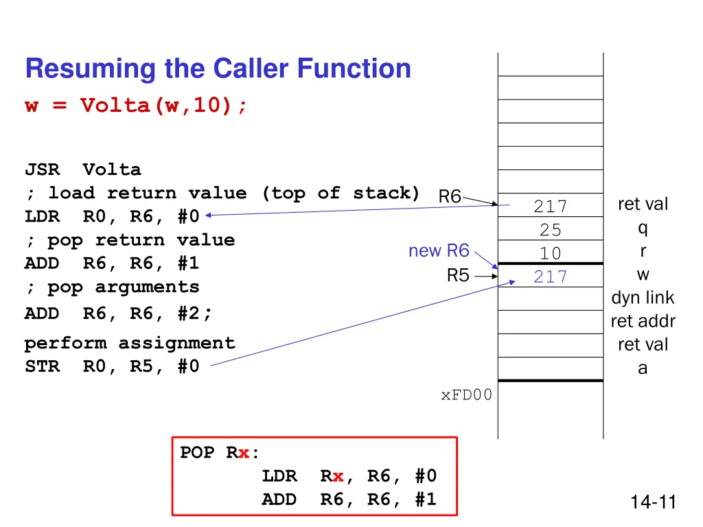 resuming the caller function w volta w 10