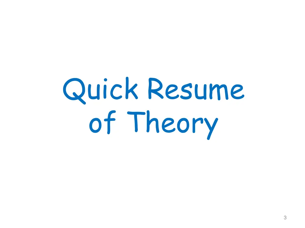 quick resume of theory