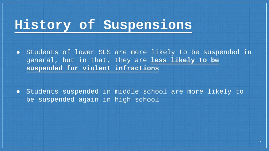 history of suspensions
