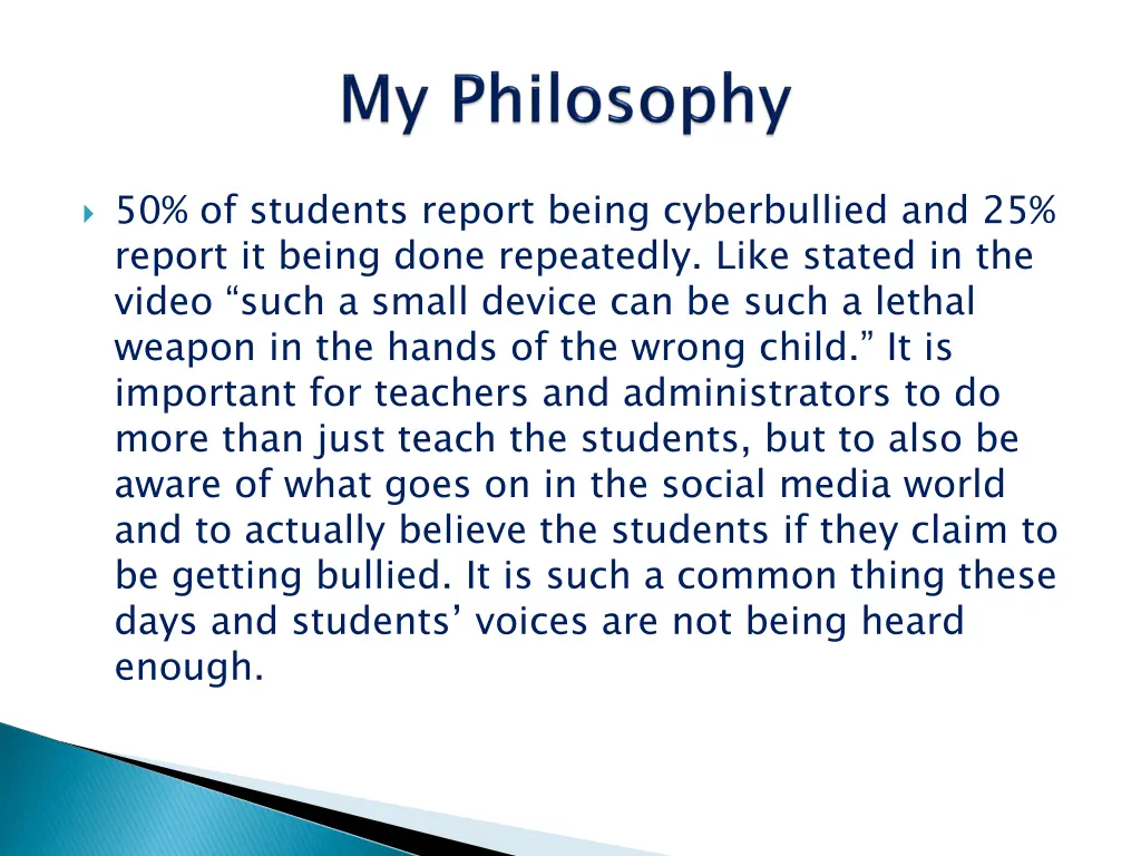 50 of students report being cyberbullied