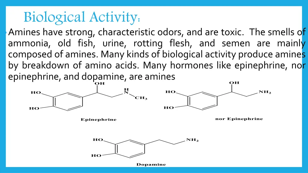 biological activity amines have strong